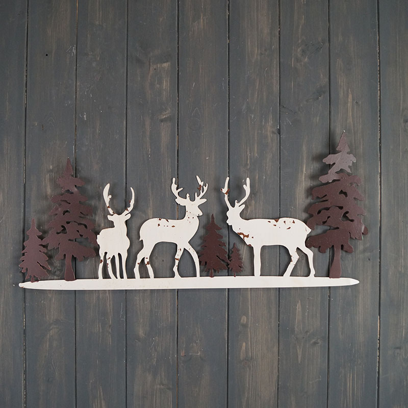 Metal Reindeer & Tree Sign (26.5cm) detail page